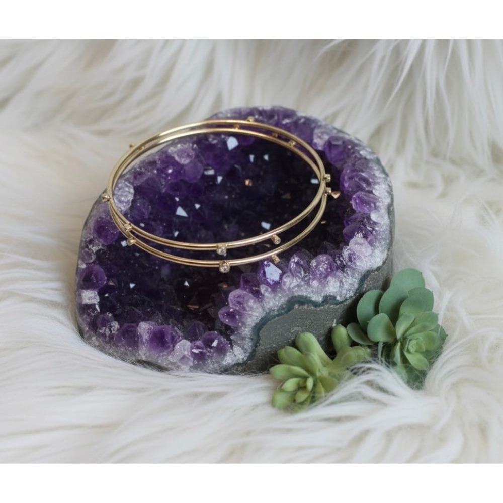 Kendra Scott Gold‎ Tone Crystal Bangle Stacker Bracelet Jewelry Dainty Sparkling